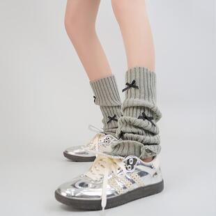 2024新款小蝴蝶结针织袜套原宿风y2k亚文化jk夏小腿中长筒堆堆袜