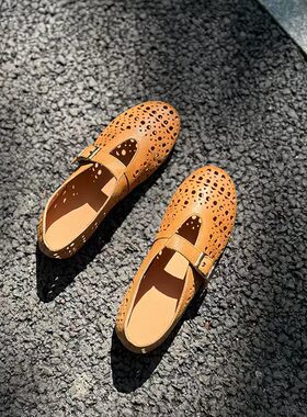 【镂空真皮鞋】夏季百搭镂空真皮鞋26038