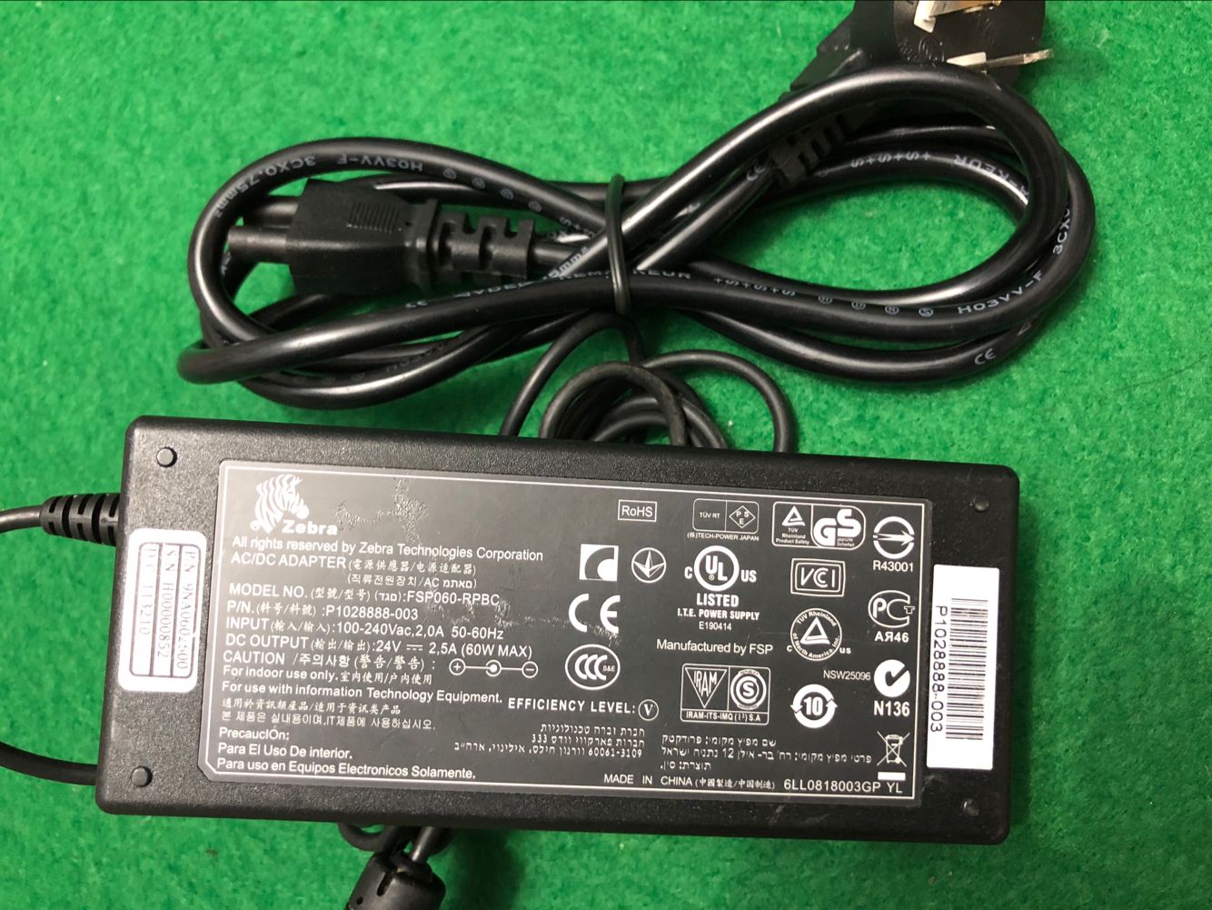 原装ZEBRA斑马GT800 820 GX430T EZ1105打印机电源适配器24V2.5A