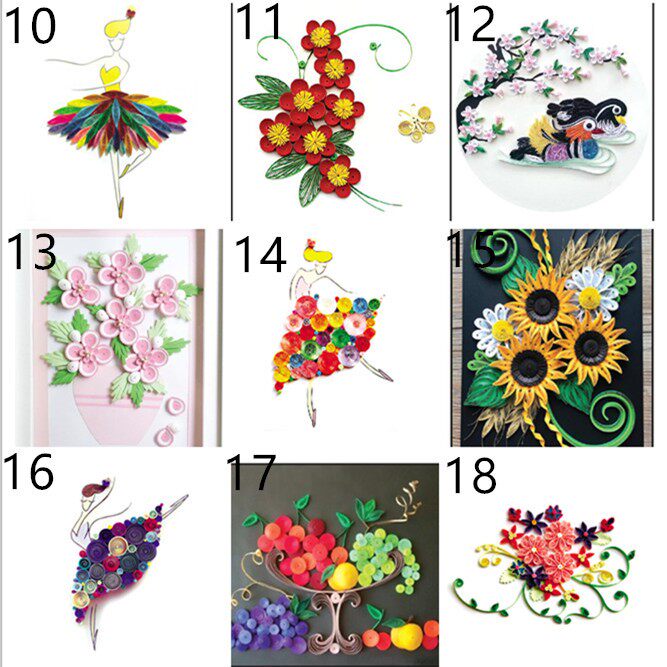 a4衍纸材料包 线稿图 图纸作品底稿 手工衍纸画底卡 送视频教程