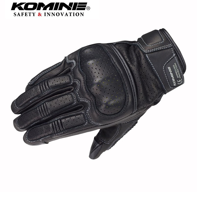 KOMINE春夏复古羊皮摩托骑士机车关节护甲骑行手套男女GK-257/217