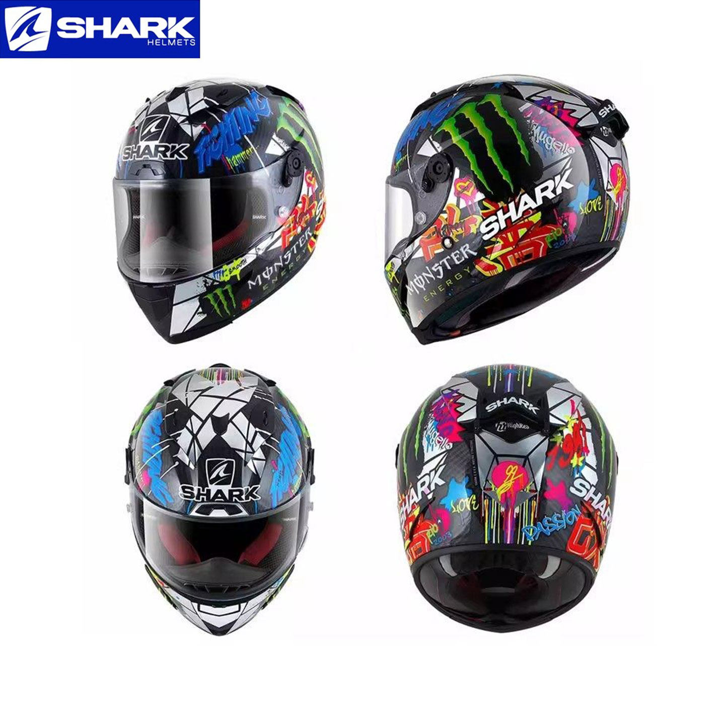 法国鲨鱼SHARK 斯巴达 SPARTAN GT碳纤维头盔摩托车赛车双镜片