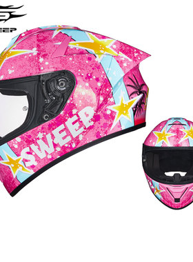 SWEEP芬兰碳纤维摩托车机车头盔防雾超轻男女3K碎碳大尾翼全盔M8