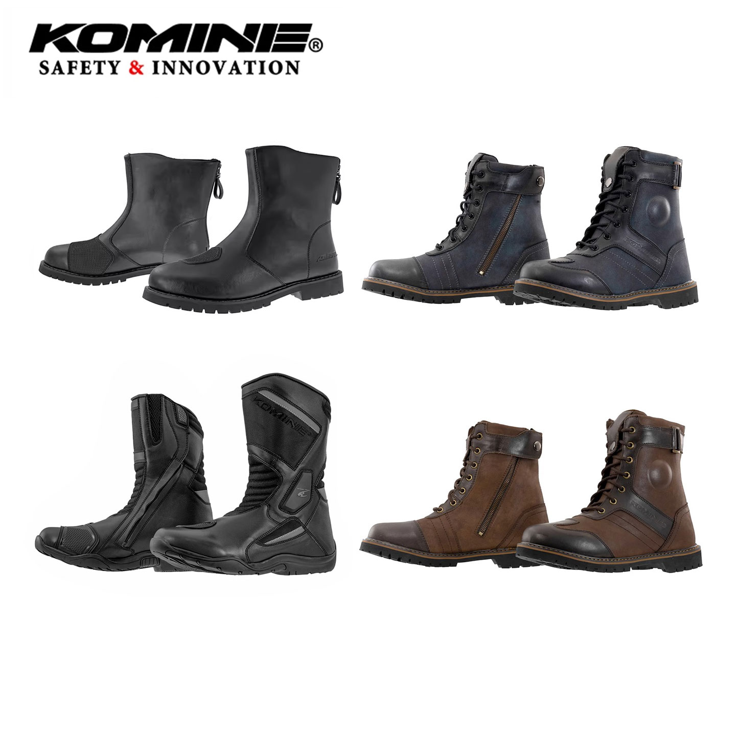 KOMINE骑行靴鞋保暖舒适复古