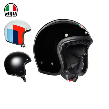 AGV X70摩托车复古头盔机车骑行半盔4/3半覆式太子头盔春夏个性