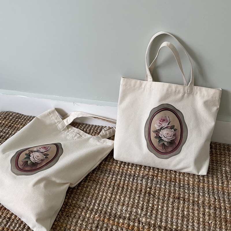 轻复古米色托特布包复古相框花朵法式轻奢通勤单肩包环保袋liinle,箱包皮具/热销女包/男包,托特包,淘宝优惠券,粉丝福利购,淘宝优惠卷