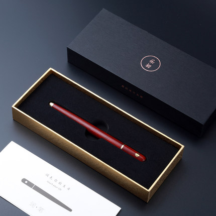 Savvy 润笔旋转出芯中式美学签字笔圆润黄铜檀木笔lets生日礼物