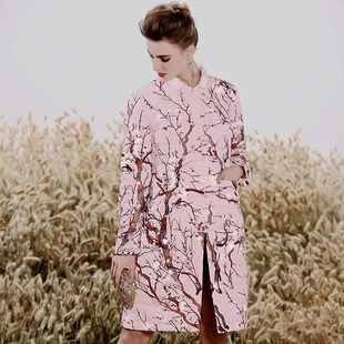 新中式羽绒服女款安娜滕复古国风刺绣梅花盘扣中长款白鸭绒薄外套