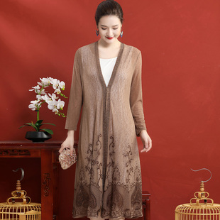 新中式外套女中长款春夏宽松版复古镂空刺绣中国风薄款上衣风衣