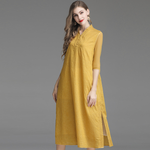 民族风棉绸连衣裙长款 天丝超仙仙女裙 中国风改良文艺复古禅意中式