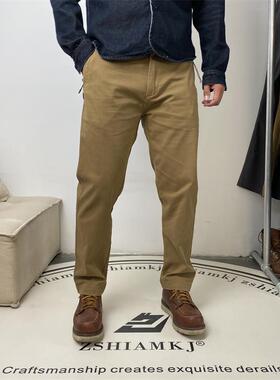 男士基础款简约休闲裤复古纯色小直筒裤微弹舒适长裤时尚裤子5090