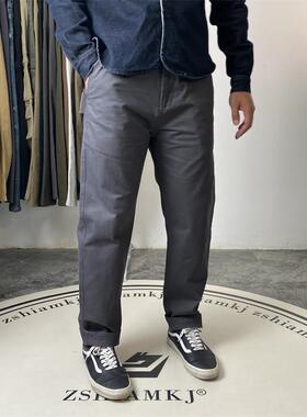 新款男士纯棉斜纹布休闲裤复古风直筒裤百搭裤子纯色长裤男 5126