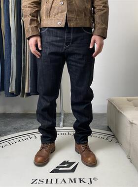 男士复古水洗黑色牛仔裤纽扣门襟纯棉直筒裤百搭牛仔显瘦长裤5073