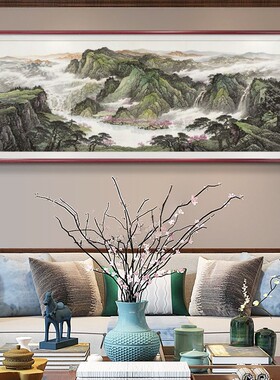 日本进口聚宝盆山水画客厅壁挂画