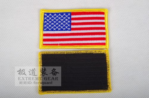 原品公发版 美国国旗章 刺绣左臂章 后背魔术贴