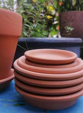 圆形红陶托盘陶土大号底托加厚简约底盘透气性强特饲养繁殖孵化盘