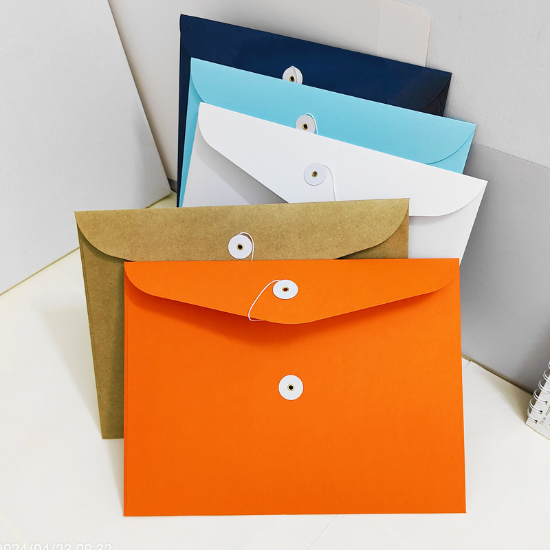 9*12英寸A4进口牛皮纸文件袋空白无字绳扣收纳袋资料袋10个纸袋