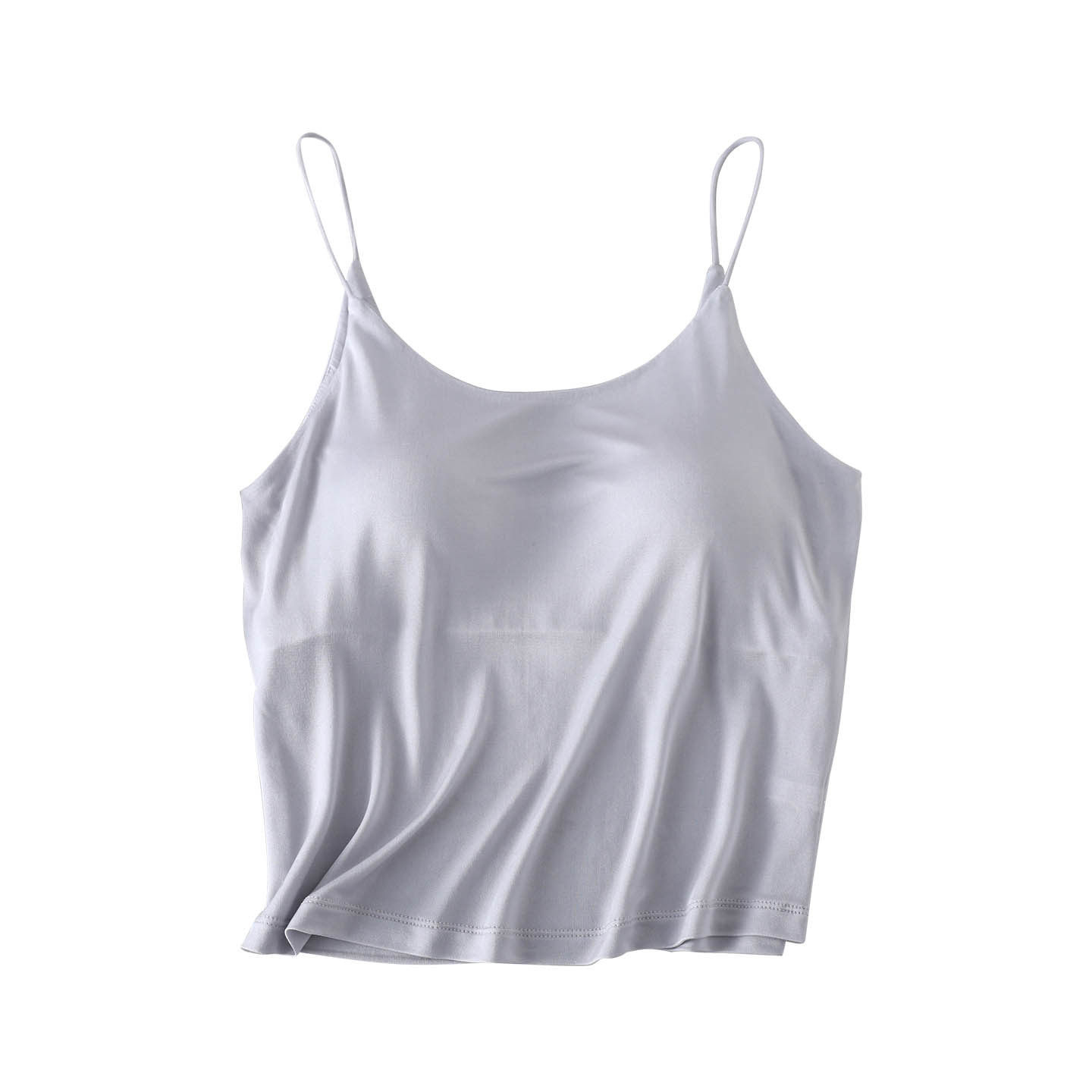 高档桑蚕丝免穿文胸中长款一体式吊带抹胸 真丝透气防走光小背心