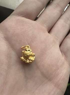 黄金包银首饰黄金色魔法仙女棒吊坠KT猫项链凯蒂猫哈喽KT猫送礼物