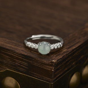 S925纯银首饰新款天然A货危料翡翠戒指轻奢女指环开口高级感设计