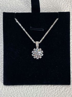 s925纯银新款冬季元素雪花吊坠项链女精致闪耀锆石太阳花朵锁骨链