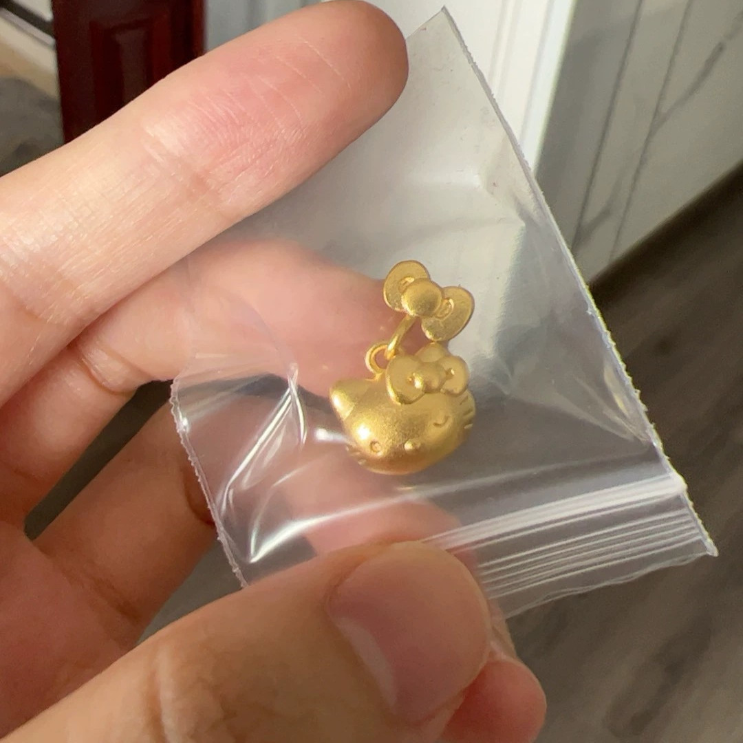 黄金包银首饰HelloKitty蝴蝶结项链kt猫KY猫凯蒂猫吊坠轻奢锁骨链