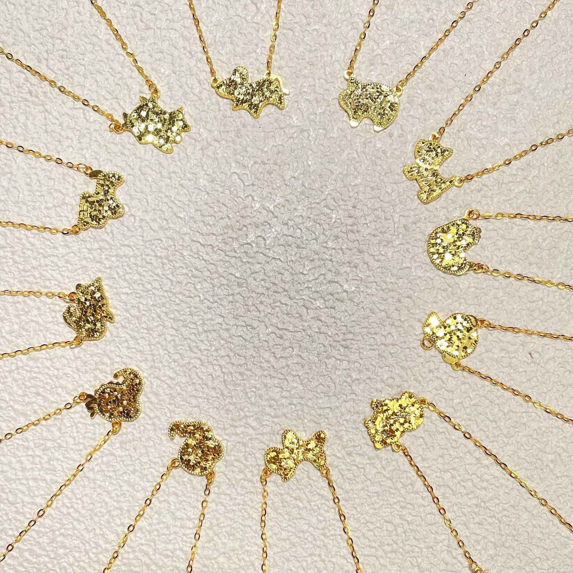 s925纯银镀黄金色首饰碎冰冰锤纹爆闪亮十二生肖项链女锁骨链时尚,饰品/流行首饰/时尚饰品新,银饰项链,淘宝优惠券,粉丝福利购,淘宝优惠卷