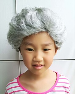 儿童花白假发女老人灰白头发短卷发老太太舞台小品演出拍摄影视剧