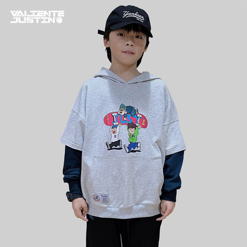 JUSTIN春秋男童日系假两件卫衣