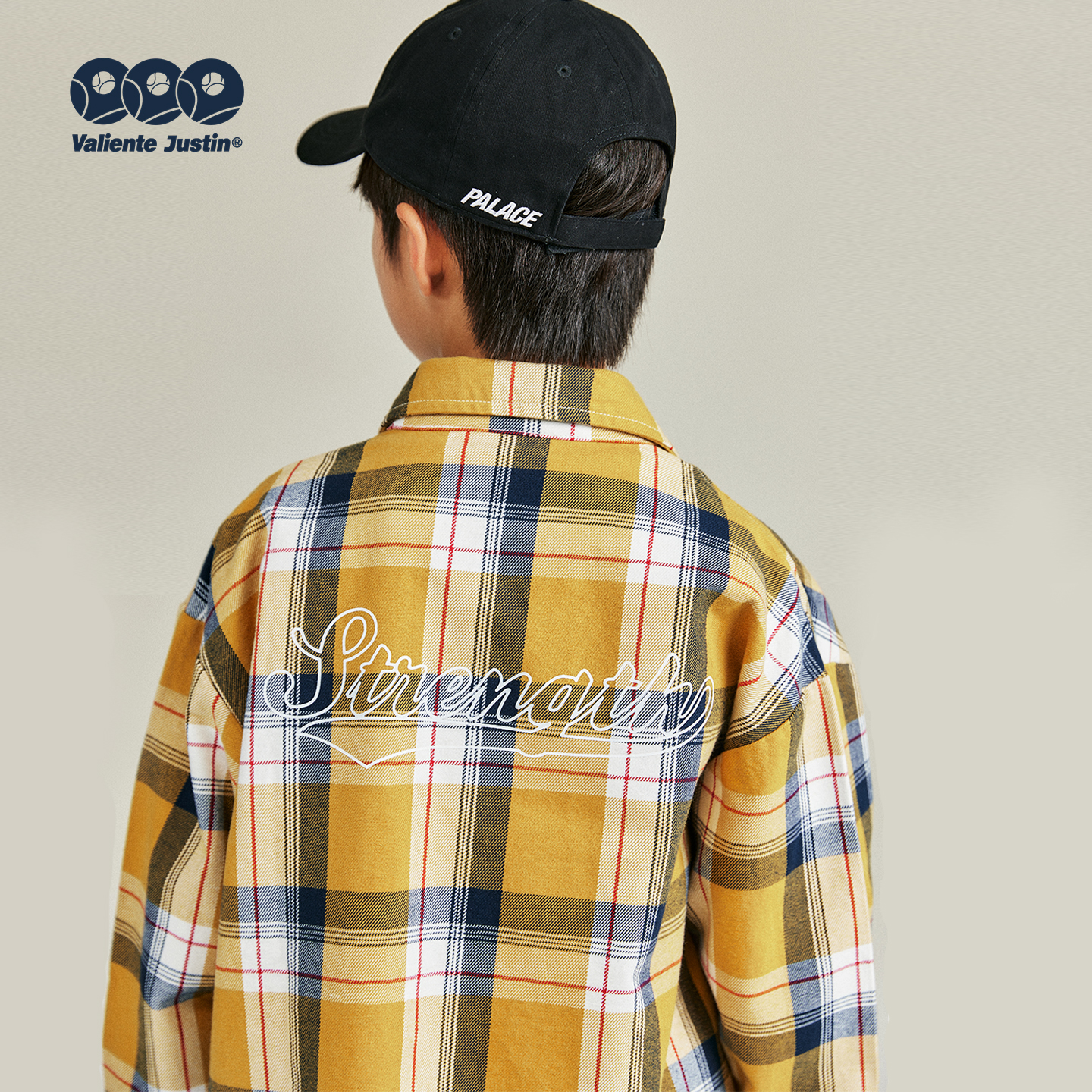 JUSTIN中大童格子简约格子衬衫