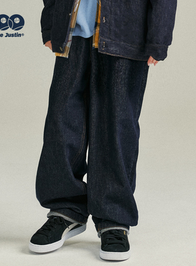 JUSTIN童装中大童帅气宽松直筒牛仔裤长裤男孩少年感水洗软原牛裤
