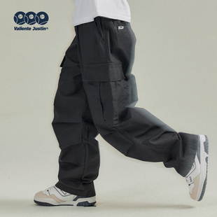 裤 纯棉暗格纹休闲宽松直筒工装 男孩Cityboy少年感 春季 JUSTIN童装