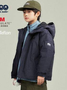 JUSTIN童装儿童冬季新品3M新雪丽夹棉三防厚实棉衣外套男孩棉袄