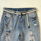 腰带 限量牛仔裤 腰带女细简约百搭配裙子装 饰蓝白撞色出口德国新款