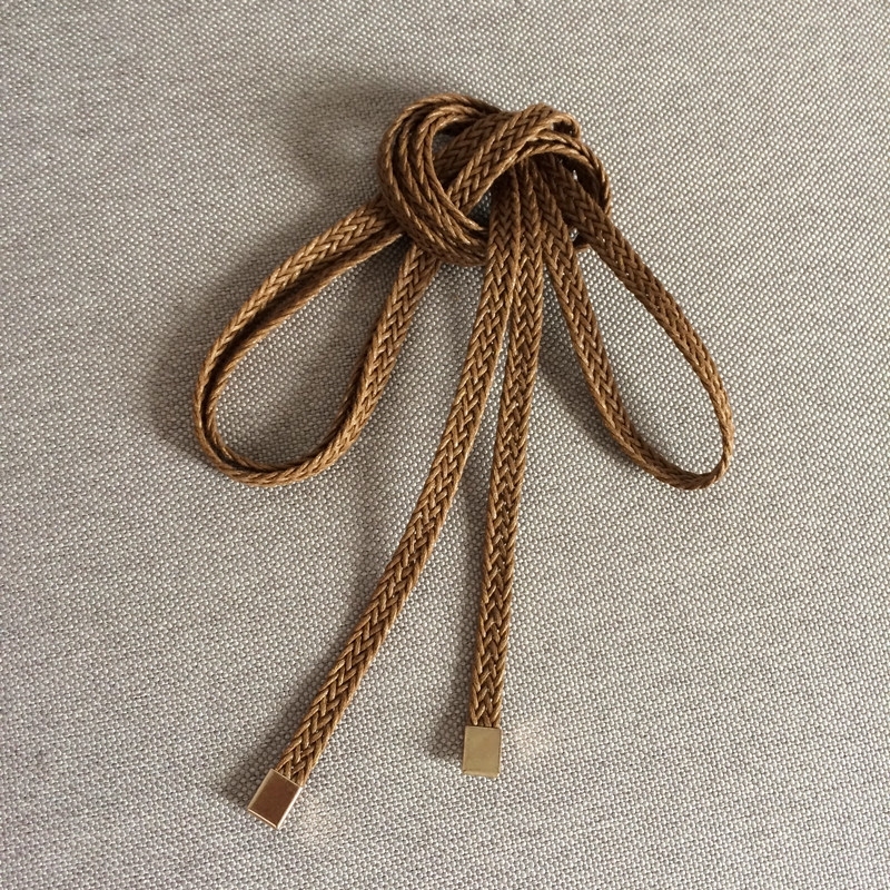 腰带柔软蜡绳编织黑色细款女装饰