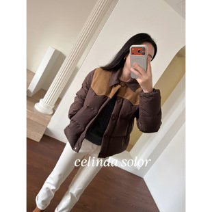 90%白鹅绒拼真皮牛反绒咖啡棕羽绒服 千金贵气感 娇阳 很嗲很乖
