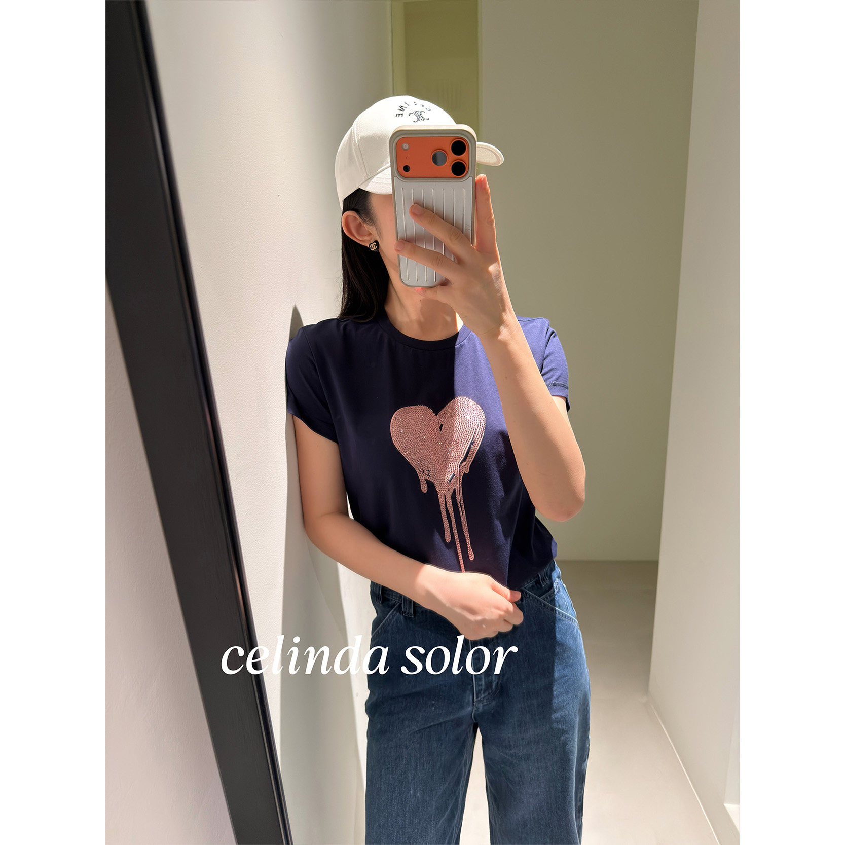 娇阳 宠粉价！不买后悔  纯~原 减龄时尚感烫钻闪闪爱心短袖T恤