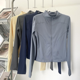 女立领拉链开衫 运动瑜伽服外套健身户外跑步长袖 速干防晒上衣