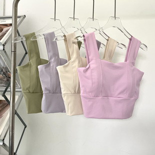 高强度运动背心防震聚拢健身上衣无钢圈跑步工字背瑜伽服一体杯