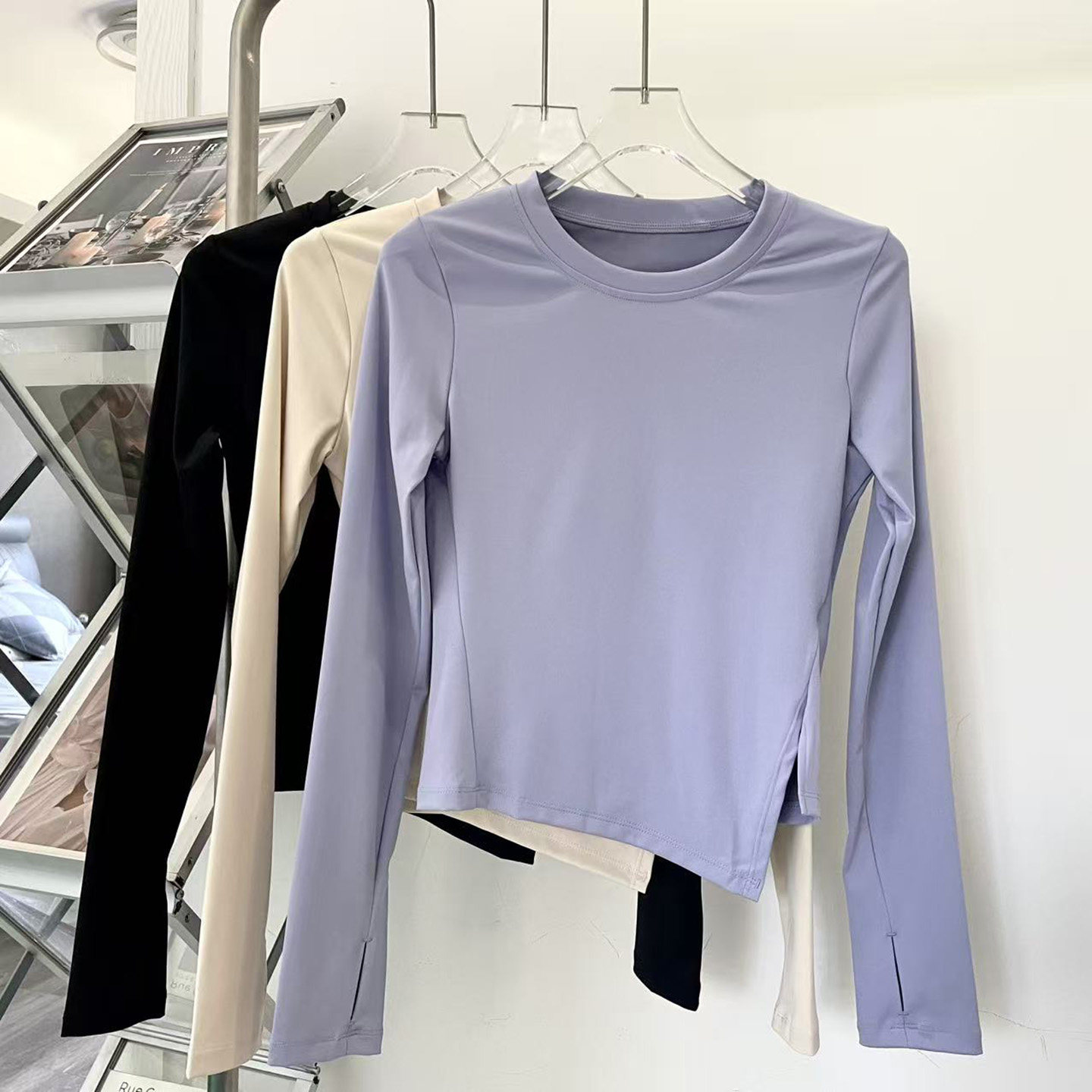 运动长袖速干紧身跑步上衣修身健身T秋瑜伽服透气高弹骑行服户外