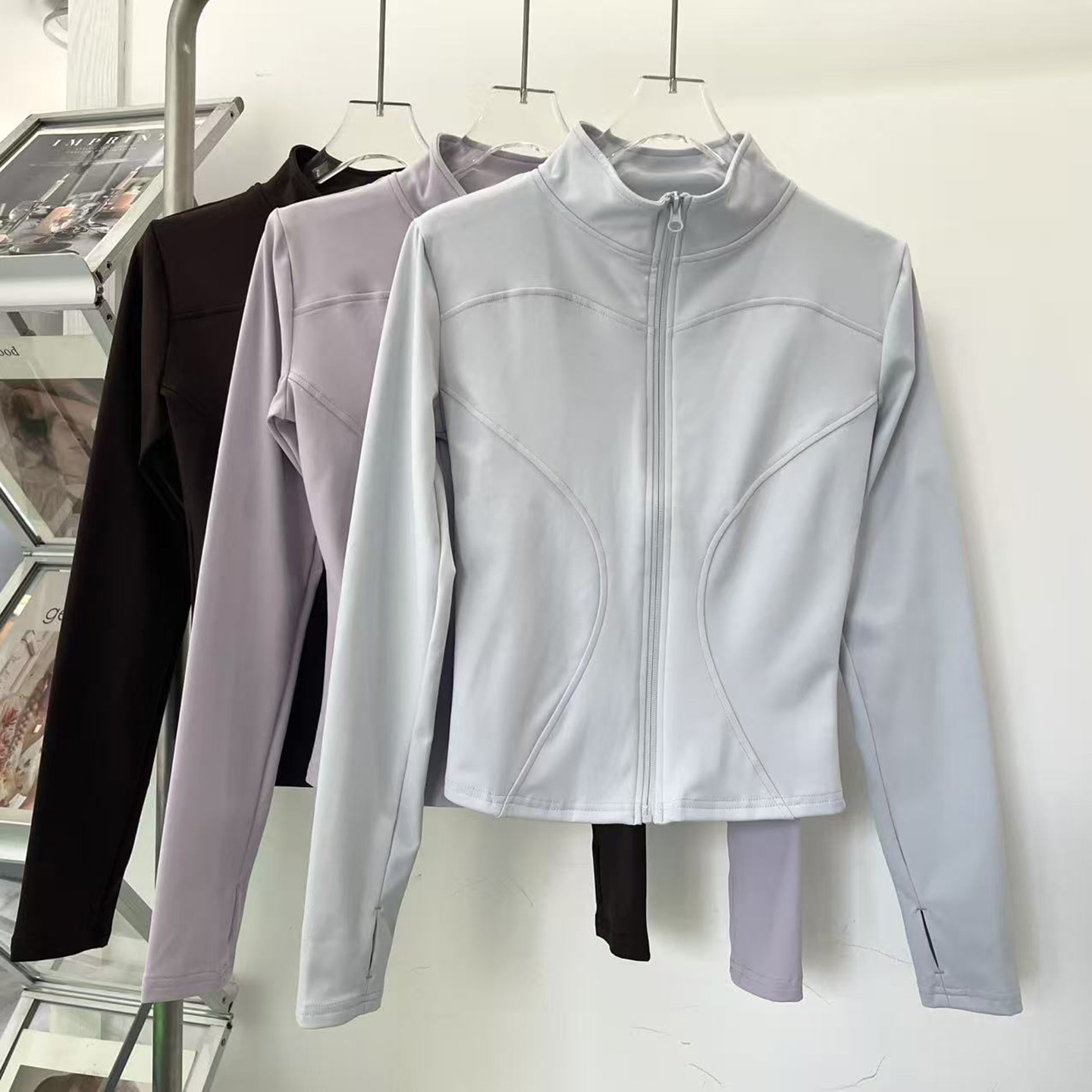 薄绒瑜伽外套健身运动瑜伽服秋冬