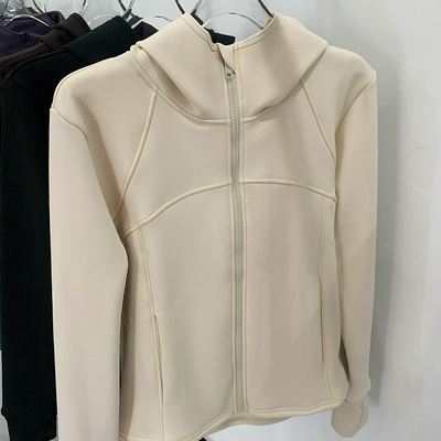 连帽瑜伽服蜜桃加绒宽松运动外套