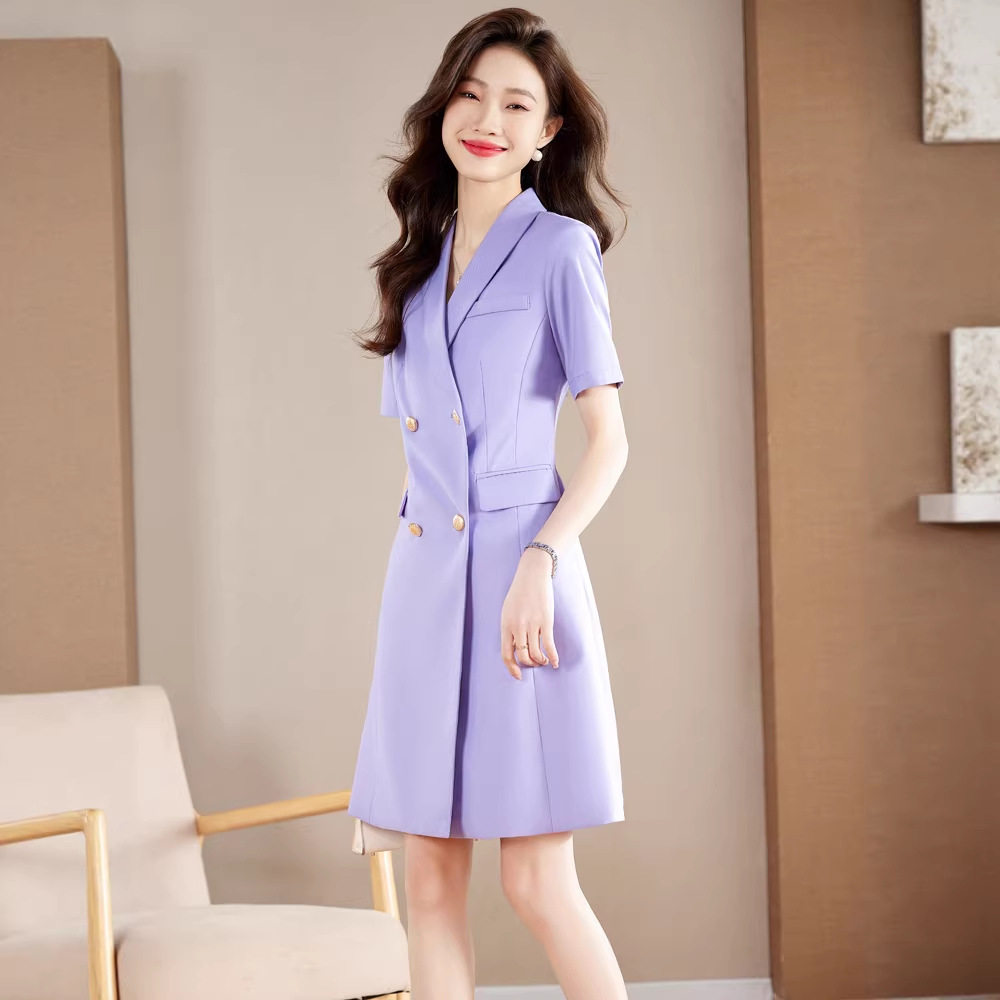 气质款女神范紫色职业正装工作服