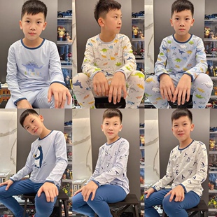 男童春秋装睡衣儿童卡通长袖长裤家居服套装莱卡棉纯棉秋衣秋裤潮