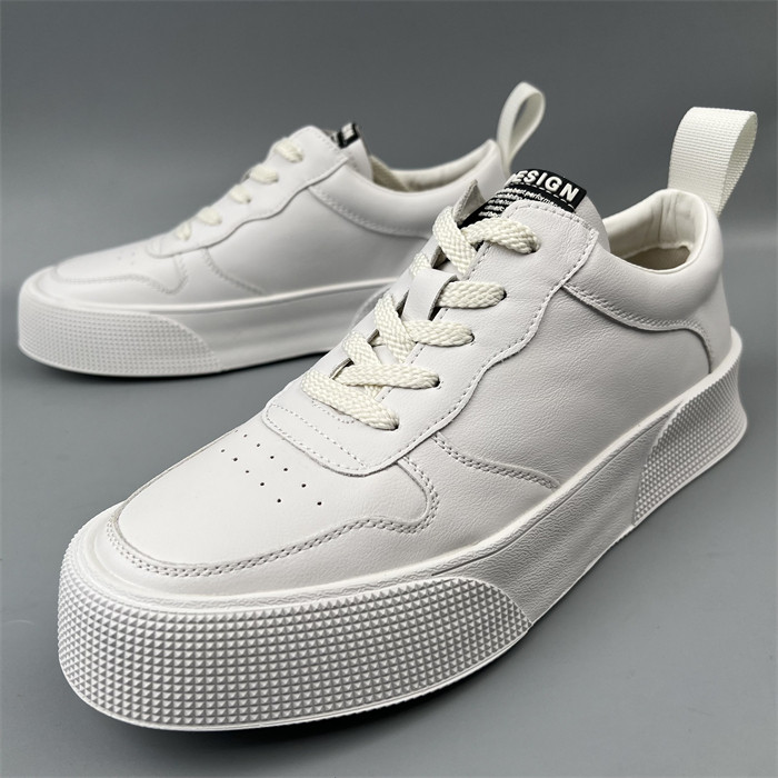 极简小白鞋男百搭休闲板鞋透气青年潮鞋撤柜捡漏真皮男士厚底牛皮