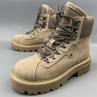 商场断码品牌马丁靴女款厚底系带短靴工装风户外登山沙漠靴牛反绒