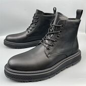 尾货捡漏撤柜英伦真皮马丁靴男春秋中帮黑色系带工装 皮靴厚底男鞋