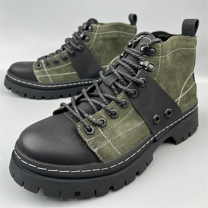 复古拼接厚底马丁靴男士系带短靴