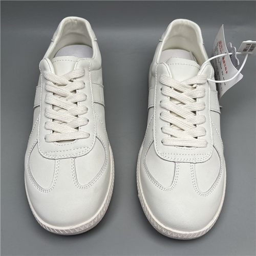 白鞋头层牛皮休闲板鞋潮男德训鞋