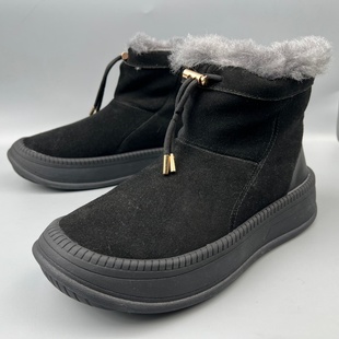 冬季毛绒雪地靴男士撤柜品牌男鞋羊毛加厚反绒皮抽绳短靴防寒棉靴